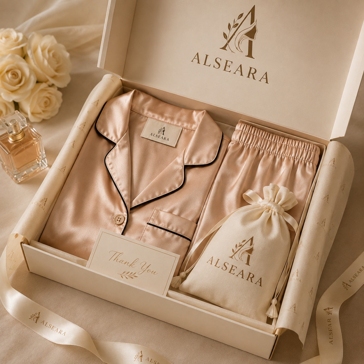Women’s Satin Pyjama Set | Luxury Silk Sleepwear Nightwear Set | Long Sleeve Button Top & Shorts